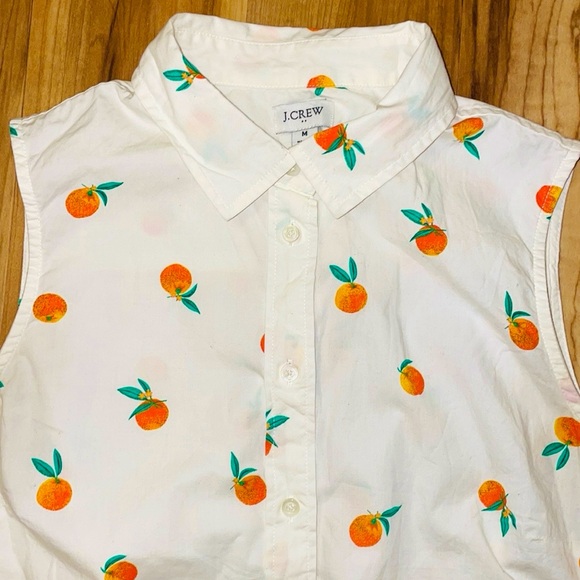 J. Crew fruit print sleeveless button down blouse size M - Picture 4 of 9